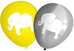 Latex Party Balloons by Nerdy Words, Elephant Baby Shower Birthday, Grey Yellow