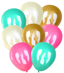 Latex Party Balloons by Nerdy Words, Feather Boho, Pink Ivory Gold Aqua