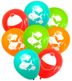 Latex Party Balloons in Fish and Bobber Theme for Little Fisherman Fun to be One Cottage Summer Parties