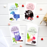 Mini French Joke Valentines (Set of 24, Wallet-Sized Cards) for Valentine's Day 