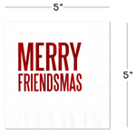 Merry Friendsmas Red & Green Foil-Stamped Cocktail Napkins for Christmas Parties with Friends