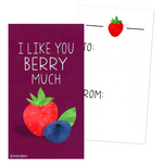 Mini Fruit Pun Joke Valentines (Set of 24, Wallet-Sized Cards) for Valentine's Day 