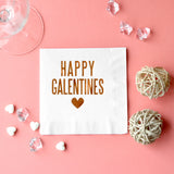 Happy Galentines Copper Foil-Stamped Cocktail Napkins for Anti-Valentine's Day Parties