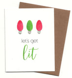 Let's Get Lit Light Bulb Christmas Holiday Card