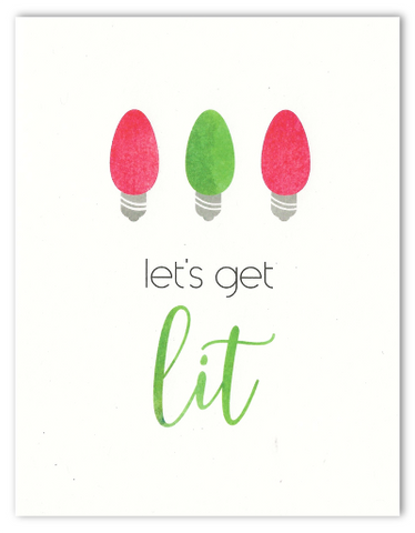 Let's Get Lit Light Bulb Christmas Holiday Card