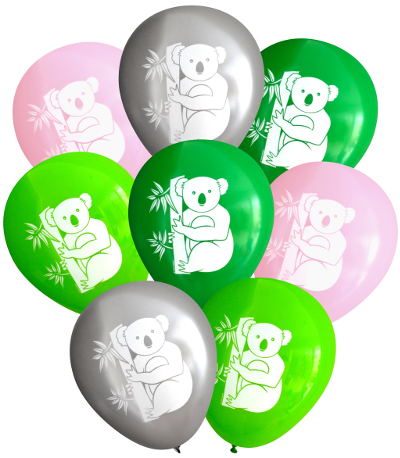 Latex Party Balloons by Nerdy Words, Koala Australia Day Greens Gray and Pink