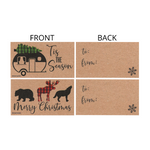 24 Wallet-Sized Kraft Buffalo Plaid Retro Red Christmas Pickup Truck, RV Camper & Woodland Animal Gift Tags for The Holidays 