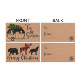 24 Wallet-Sized Kraft Buffalo Plaid Retro Red Christmas Pickup Truck, RV Camper & Woodland Animal Gift Tags for The Holidays 
