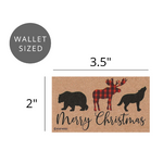 24 Wallet-Sized Kraft Buffalo Plaid Retro Red Christmas Pickup Truck, RV Camper & Woodland Animal Gift Tags for The Holidays 