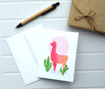 Llama All Occasion Blank Note Cards (Set of 10 Identical Cards) - Size 4.25" X 5.5" 