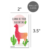 Mini Llama Sloth Narwhal Shark Valentines (Set of 24 Wallet-Sized Cards) for Valentine's Day 