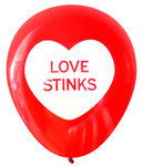 Latex Party Balloons by Nerdy Words, Love Stinks Divorce Anti-Valentine Red