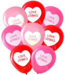 Latex Party Balloons by Nerdy Words, Love Stinks Divorce Anti-Valentine Red and Pink