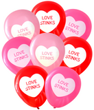 Latex Party Balloons by Nerdy Words, Love Stinks Divorce Anti-Valentine Red and Pink