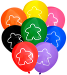 Latex Party Balloons by Nerdy Words Meeple Theme for Board Game Parties in Assorted Colors