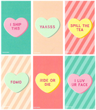 Mini Millennial Conversation Heart Valentines (Set of 24, Wallet-Sized Cards) for Valentine's Day 