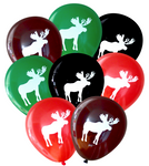 Latex Party Balloons in Moose Theme for Plaid Outdoors Lumberjack Woodland Hunting Assorted