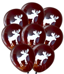 Latex Party Balloons in Moose Theme for Plaid Outdoors Lumberjack Woodland Hunting Dark Brown