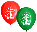 Latex Party Balloons. Mushroom, Wild Wilderness Woodland Super Mario Party - Red and Green
