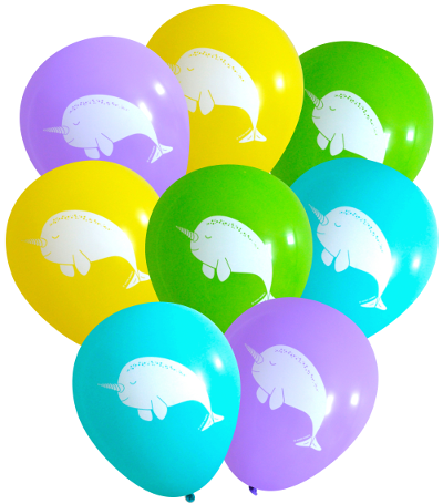 Latex Party Balloons in Narwhal Theme for Unicorn of the Sea Ocean Under the Sea Parties