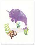 Narwhal All Occasion Blank Note Card - Size 4.25" X 5.5"  (1 Card)