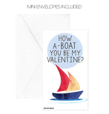 Mini Nautical Sea Pun Joke Valentines (Set of 24, Wallet-Sized Cards) for Valentine's Day 