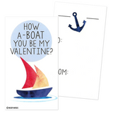 Mini Nautical Sea Pun Joke Valentines (Set of 24, Wallet-Sized Cards) for Valentine's Day 