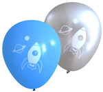Latex Party Balloons with rocket ship for space astronaut Mars moon mission launch parties
