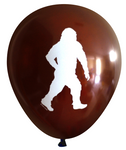 Latex Party Balloons with Sasquatch Symbol for Wildnerness Parties in Blue and Silver