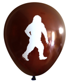 Latex Party Balloons with Sasquatch Symbol for Wildnerness Parties in Blue and Silver