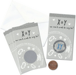 X or Y Chromosome Science Gender Reveal Mini Scratch Cards (Pack of 24, Blue-Boy-XY)