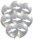 Latex Party Balloons with Shark symbol for jawsome under the sea mermaid parties silver
