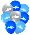 Latex Party Balloons with Shark symbol for jawsome under the sea mermaid parties blue silver