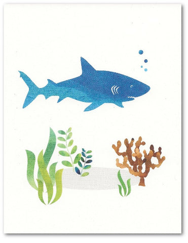 Shark All Occasion Blank Note Cards - Size 4.25" X 5.5"  (1 Card)