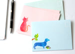 Stationery Box Set (55 Pcs) Including Writing Paper Envelopes Postcards Sticky Note Pad Pen and Stickers Featuring Cat Dog Flamingo Llama Sloth and Peacock Stationary 