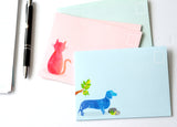 Stationery Box Set (55 Pcs) Including Writing Paper Envelopes Postcards Sticky Note Pad Pen and Stickers Featuring Cat Dog Flamingo Llama Sloth and Peacock Stationary 