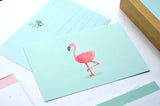 Stationery Box Set (55 Pcs) Including Writing Paper Envelopes Postcards Sticky Note Pad Pen and Stickers Featuring Cat Dog Flamingo Llama Sloth and Peacock Stationary 