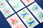 Stationery Box Set (55 Pcs) Including Writing Paper Envelopes Postcards Sticky Note Pad Pen and Stickers Featuring Cat Dog Flamingo Llama Sloth and Peacock Stationary 