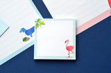 Stationery Box Set (55 Pcs) Including Writing Paper Envelopes Postcards Sticky Note Pad Pen and Stickers Featuring Cat Dog Flamingo Llama Sloth and Peacock Stationary 
