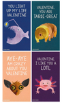 Mini Angler Fish Axolotl Tardigrade Aye Aye Valentines (Set of 24, Wallet-Sized) Strange Creature Cards for Valentine's Day 