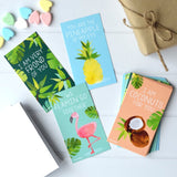 Mini Tropical Flamingo Pineapple Palm Leaf Coconut Valentines (Set of 24, Wallet-Sized Cards) for Valentine's Day 