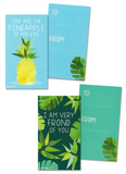 Mini Tropical Flamingo Pineapple Palm Leaf Coconut Valentines (Set of 24, Wallet-Sized Cards) for Valentine's Day 