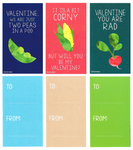Mini Vegetable Valentines (Set of 24, Wallet-Sized) Cards for Valentine's Day 