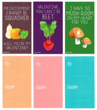 Mini Vegetable Valentines (Set of 24, Wallet-Sized) Cards for Valentine's Day 