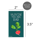 Mini Vegetable Valentines (Set of 24, Wallet-Sized) Cards for Valentine's Day 