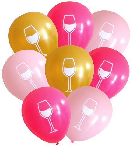 Latex Party Balloons with wine glass for Wine and Cheese or bachelorette engagement parties