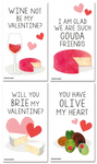 Mini Wine & Cheese Charcuterie Board Valentines (Set of 24, Wallet-Sized Cards) for Valentine's Day 