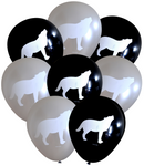 Latex Party Balloons with wolf for woodland wilderness mascot football parties black silver