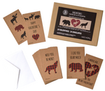 Buffalo Plaid Bear, Moose, Wolf Valentines (Set of 32 Wallet-Sized Cards) for Valentine's Day 