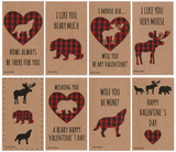 Buffalo Plaid Woodland Animal Valentines (Set of 24 Wallet-Sized Cards) for Valentine's Day 